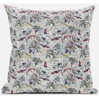 Amrita Sen Roses Sprayed Stars Throw Pillow with Removable Cover in Light Blue Peach 16x16