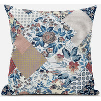Amrita Sen Arizona Floral Patches Throw Pillow with Removable Cover in Cream Red Blue 20x20