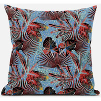 Amrita Sen Plant Illusion Throw Pillow with Removable Cover in Red Gold Beige 20x20