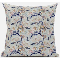 Amrita Sen Roses Sprayed Stars Throw Pillow with Removable Cover in Gray Purple Indigo 16x16