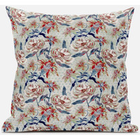 Amrita Sen Roses Sprayed Stars Throw Pillow with Removable Cover in Light Blue Red 16x16