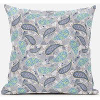 Amrita Sen Paisley on Abstract Throw Pillow with Removable Cover in Cream Gray 18x18