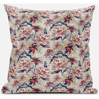 Amrita Sen Roses Sprayed Stars Throw Pillow with Removable Cover in Red Yellow Blue 18x18