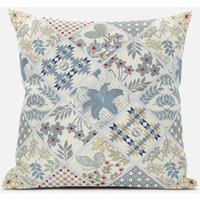 Amrita Sen Fall Patch Snowflowers Throw Pillow with Removable Cover in Light Gray Cream 18x18
