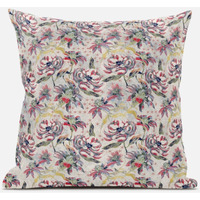 Amrita Sen Roses Sprayed Stars Throw Pillow with Removable Cover in Red Gold 20x20