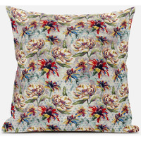 Amrita Sen Roses Sprayed Stars Throw Pillow with Removable Cover in Blue Yellow 18x18