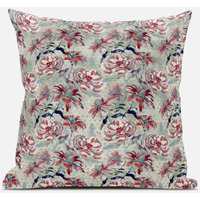 Amrita Sen Roses Sprayed Stars Throw Pillow with Removable Cover in Red Aqua 20x20