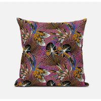 Amrita Sen Plant Illusion Throw Pillow with Removable Cover in Light Blue Yellow 18x18