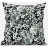 Amrita Sen Sea Garden Rose Throw Pillow with Removable Cover in Midnight Blue 20x20