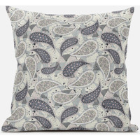Amrita Sen Paisley on Abstract Throw Pillow with Removable Cover in White Blue Red 20x20