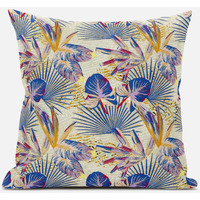 Amrita Sen Plant Illusion Throw Pillow with Removable Cover in Gray Yellow 18x18