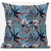 Amrita Sen Plant Illusion Throw Pillow with Removable Cover in Gray Pink White 20x20