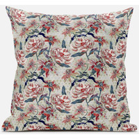 Amrita Sen Roses Sprayed Stars Throw Pillow with Removable Cover in White Yellow Red 20x20