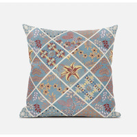 Amrita Sen Fall Patch Snowflowers Throw Pillow with Removable Cover in Indigo Cream 20x20