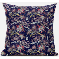 Amrita Sen Roses Sprayed Stars Throw Pillow with Removable Cover in Red Blue Gold 20x20