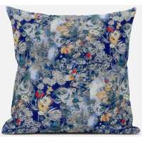 Amrita Sen Sea Garden Rose Throw Pillow with Removable Cover in Light Green Red 20x20