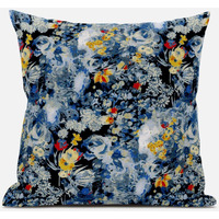 Amrita Sen Sea Garden Rose Throw Pillow with Removable Cover in Purple Pink 18x18