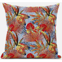 Amrita Sen Plant Illusion Throw Pillow with Removable Cover in Gold Black Purple 16x16