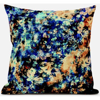 Amrita Sen Sea Garden Rose Throw Pillow with Removable Cover in Red White 16x16