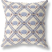 Amrita Sen Lotus Peacock Rose Suede Blown and Closed Pillow Cream Gray Brown