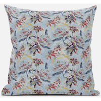 Amrita Sen Roses Sprayed Stars Throw Pillow with Removable Cover in Gray Indigo Red 20x20