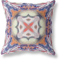 Amrita Sen Pastel Floral Squares Broadcloth Indoor Outdoor Zippered Pillow Blue Orange Muted Yellow White
