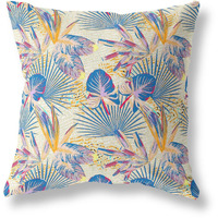 Amrita Sen Plant Illusion Indoor/Outdoor Pillow in Blue Cream 26x26
