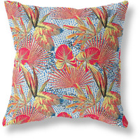 Amrita Sen Designs Plant Illusion Indoor/Outdoor Fabric Pillow in Red Yellow Blue 16x16