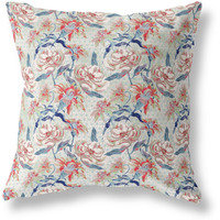 Amrita Sen Roses Sprayed Stars Indoor/Outdoor Pillow in Light Green Red Indigo 26x26