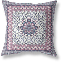 Amrita Sen Designs Holy Tie Die Flower Indoor/Outdoor Fabric Pillow in Muted Pink Gray 20x20