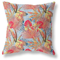 Amrita Sen Designs Plant Illusion Indoor/Outdoor Fabric Pillow in Red Yellow Blue 20x20