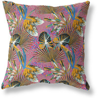 Amrita Sen Plant Illusion Indoor/Outdoor Pillow in Gold Black Purple 16x16
