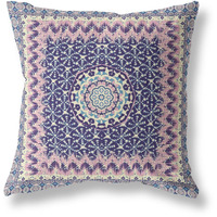 Amrita Sen Holy Tie Die Flower Indoor/Outdoor Pillow in Pink Indigo 28x28