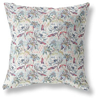 Amrita Sen Roses Sprayed Stars Indoor/Outdoor Pillow in Light Green Gray 18x18