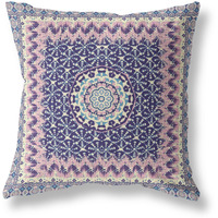 Amrita Sen Holy Tie Die Flower Indoor/Outdoor Pillow in Pink Indigo 26x26