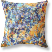 Amrita Sen Designs Sea Garden Rose Indoor/Outdoor Fabric Pillow in Orange Indigo 26x26