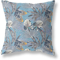 Amrita Sen Designs Plant Illusion Indoor/Outdoor Fabric Pillow in Gray Blue 26x26