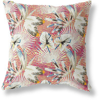 Amrita Sen Plant Illusion Indoor/Outdoor Pillow in White Yellow Red 20x20