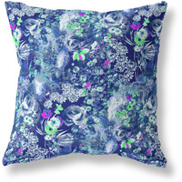 Amrita Sen Sea Garden Rose Indoor/Outdoor Pillow in Purple Blue 28x28