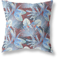 Amrita Sen Plant Illusion Indoor/Outdoor Pillow in Light Blue Red 26x26
