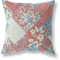 Amrita Sen Arizona Floral Patches Indoor/Outdoor Pillow in Red Blue 26x26