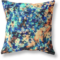 Amrita Sen Sea Garden Rose Indoor/Outdoor Pillow in Muted Orange Indigo 28x28