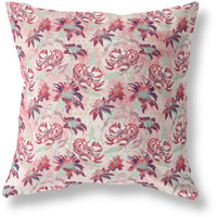 Amrita Sen Designs Roses Sprayed Stars Indoor/Outdoor Fabric Pillow in Red White 20x20