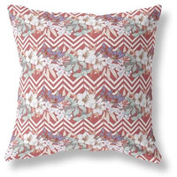 Amrita Sen Lily Garden Stripes Indoor/Outdoor Pillow in Red White 20x20