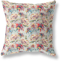 Amrita Sen Roses Sprayed Stars Indoor/Outdoor Pillow in Red Yellow Blue 18x18