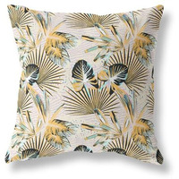Amrita Sen Plant Illusion Indoor/Outdoor Pillow in Yellow Pink 20x20