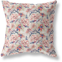 Amrita Sen Designs Roses Sprayed Stars Indoor/Outdoor Fabric Pillow in Red Green Indigo 26x26