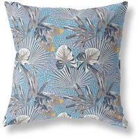 Amrita Sen Designs Plant Illusion Indoor/Outdoor Fabric Pillow in Gray Blue 20x20