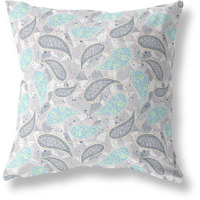 Amrita Sen Paisley on Abstract Indoor/Outdoor Pillow in Gray 18x18