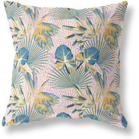 Amrita Sen Plant Illusion Indoor/Outdoor Pillow in Gold White Pink 26x26